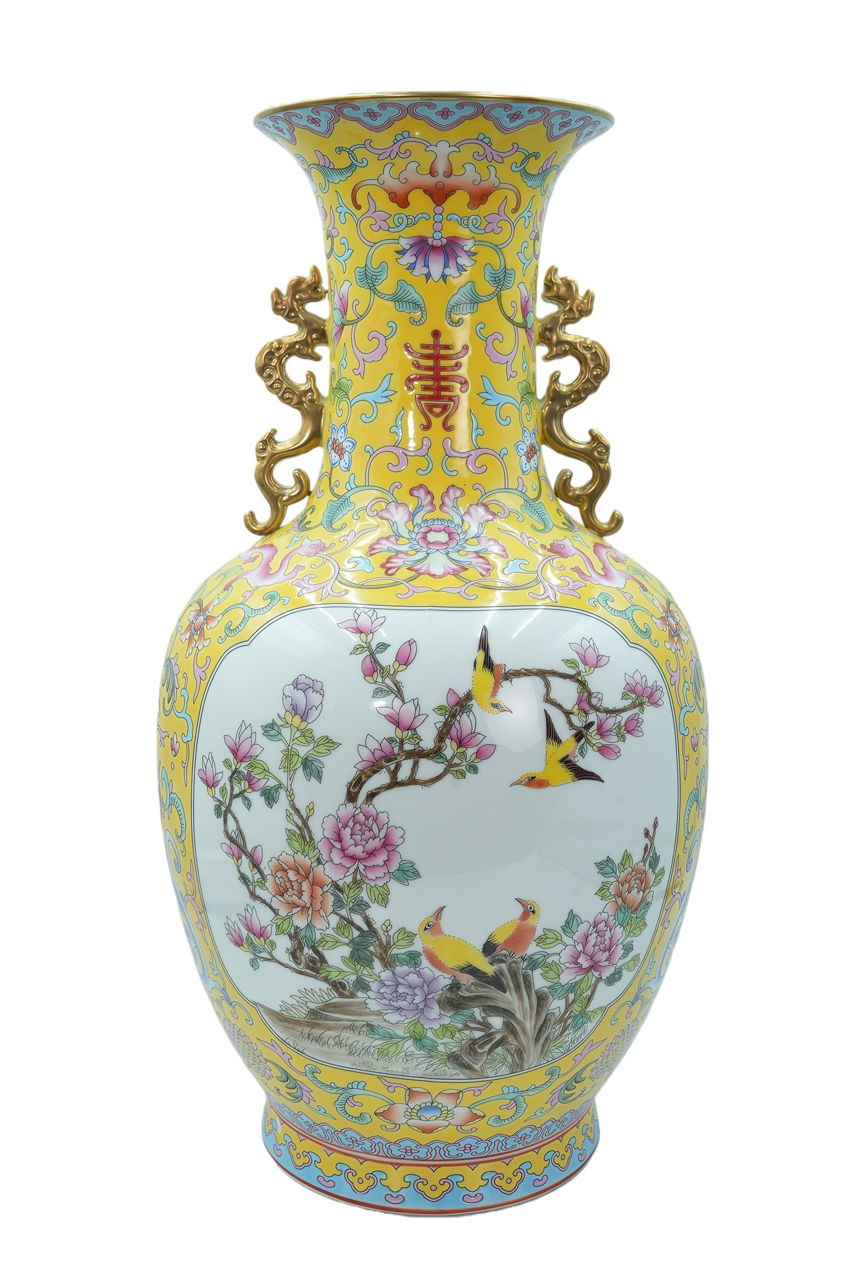 珐琅彩描金开窗双龙耳尊