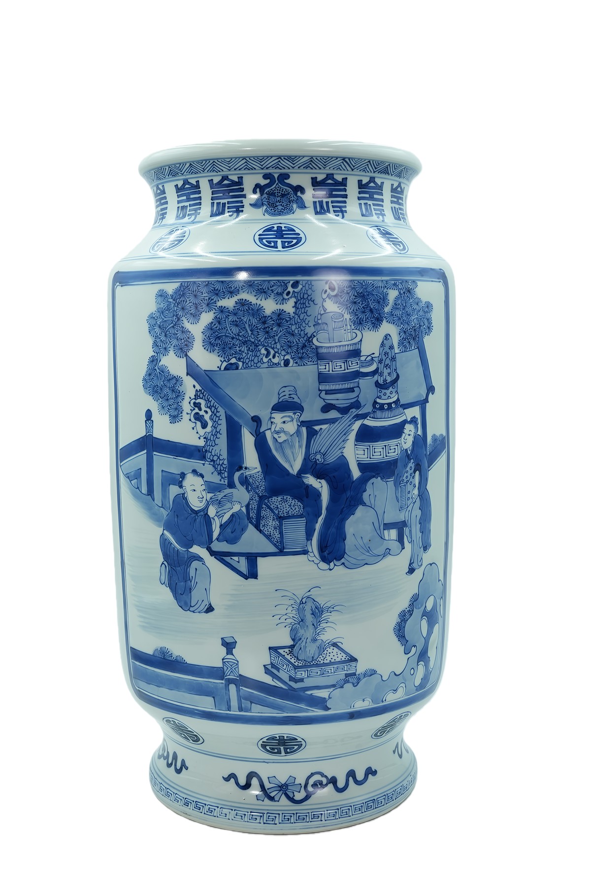 青花人物寿字灯笼尊