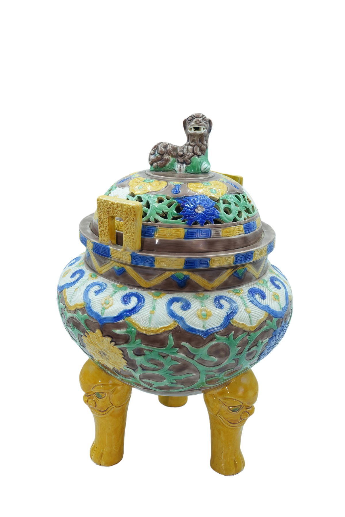 素三彩三足香炉