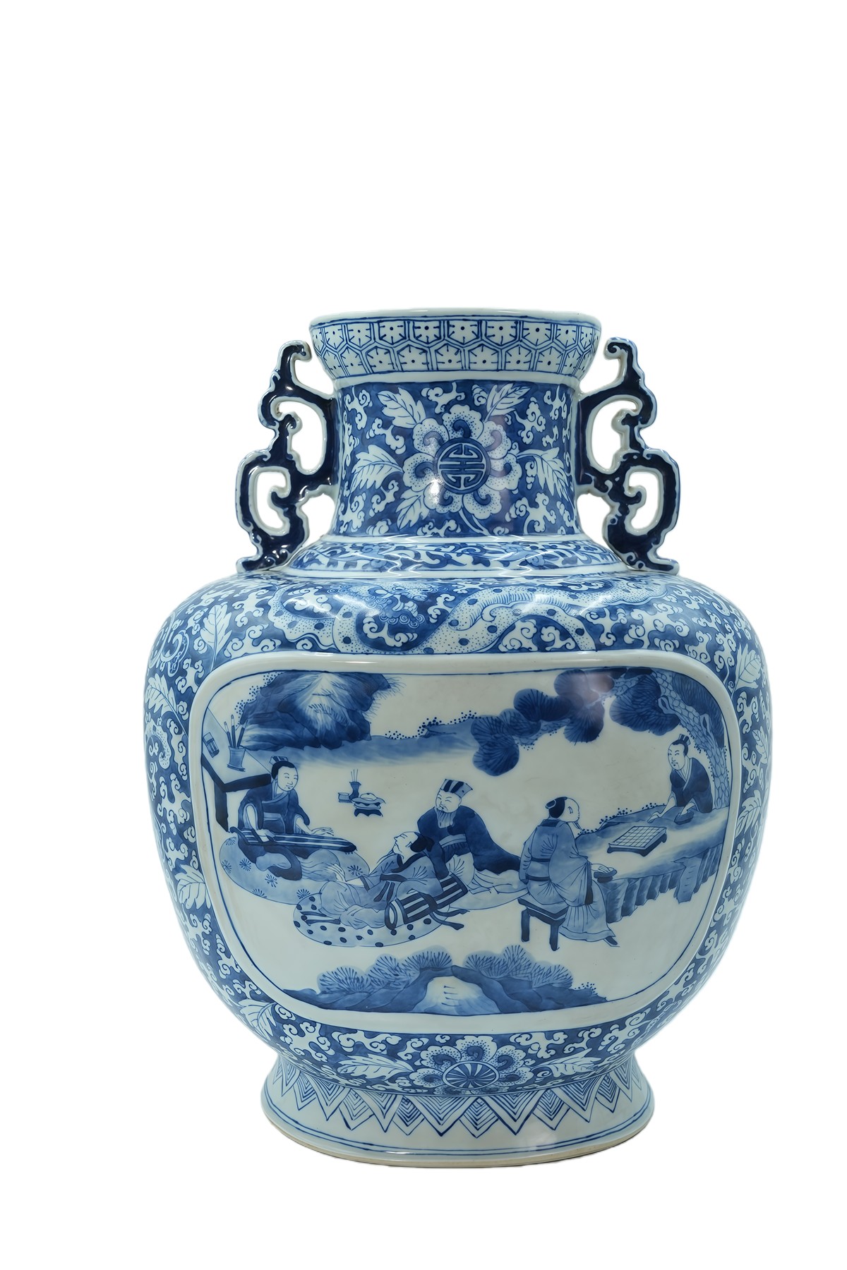 青花人物故事纹双耳瓶