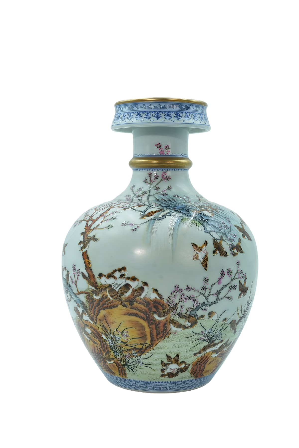 珐琅彩描金百燕图盘口尊