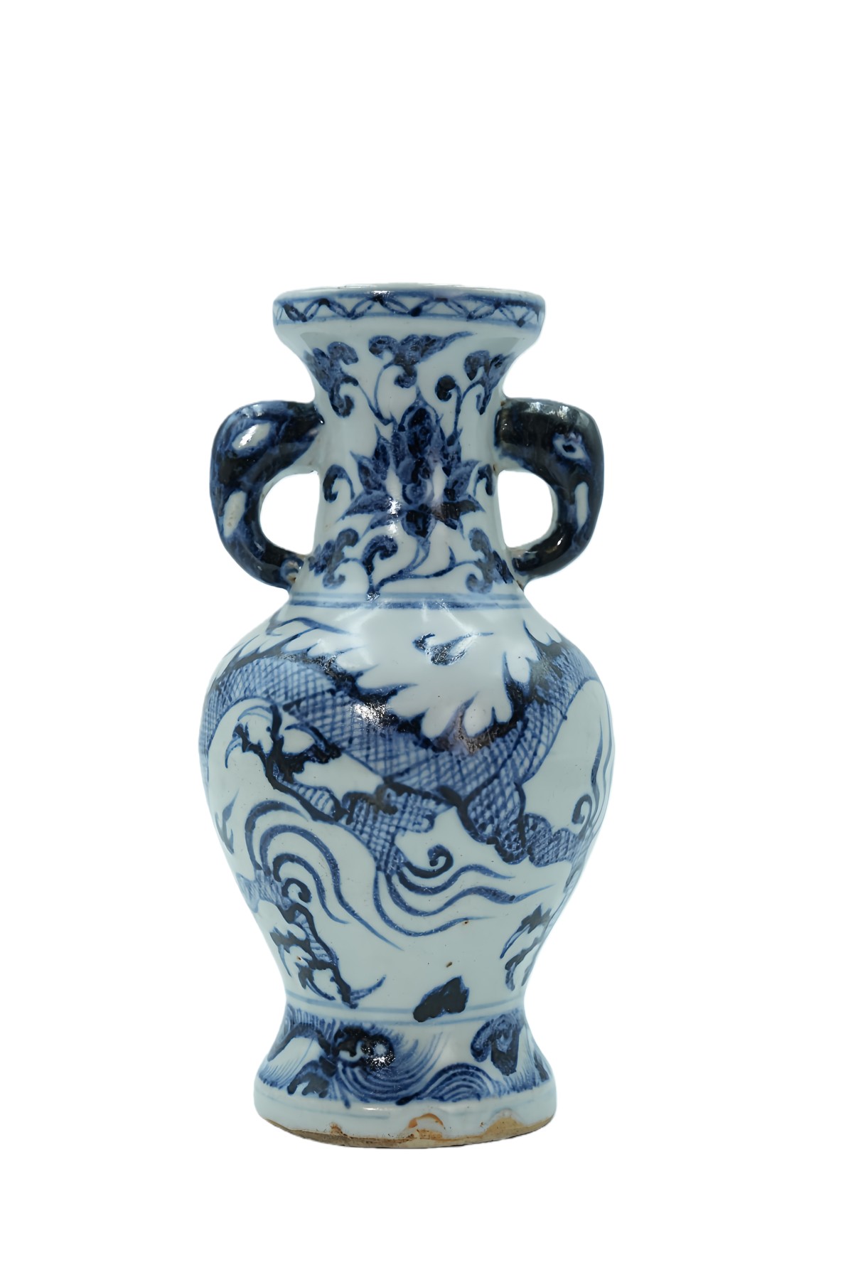 青花龙纹象耳瓶